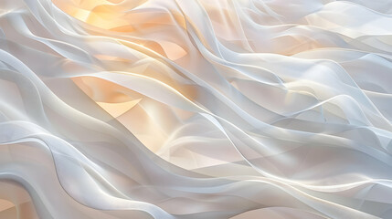 Obraz premium Elegant Swirls of Pure White Fabric: A Soft Background Design 
