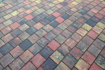 Cobblestone pedestrian pavement pattern.