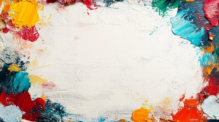 Abstract Colorful Paint Strokes Frame on Canvas