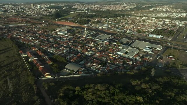 Aerial view of the city of Botucatu including the Royal District Villa, Imperial Park, Marajoara Park, and Central Park districts in Sao Paulo State, Brazil. 10/08/2024