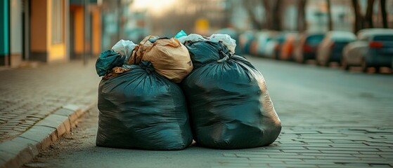 Bags of Garbage Left on City Street