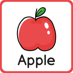 Printable apple fruit flashcards for kids. Study and learning fruits. Education game