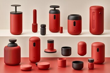 Vibrant Red Objects on Modern Background