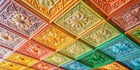 Elegant Textured Ceiling Tiles in Various Patterns for Interior Design and Home Renovation Projects