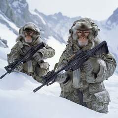 Fototapeta premium The monkey army fights in the far north
