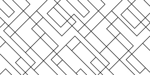 Abstract, monochrome, geometric template for web page, texture, map, poster, fabric, textile. Graphic repetitive black and white line design.