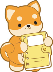 Cute puppy kawaii dog lovely animal vector icon. Fluffy Shiba Inu pet stickers. Happy doggy activities illustrations.