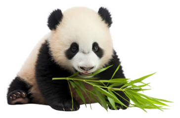 PNG Baby panda eating wildlife animal mammal.