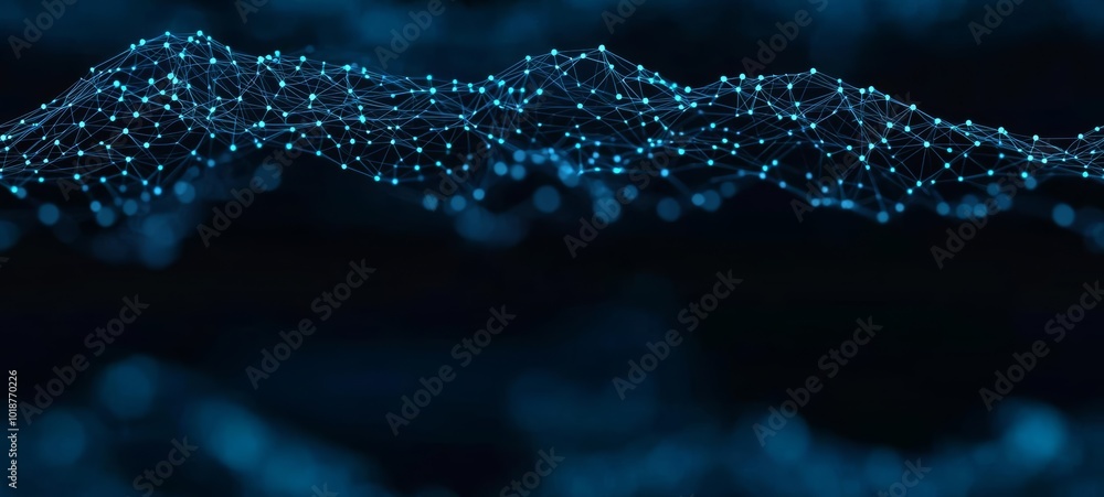Poster seamless abstract digital background. space filled with polygons and dots. 3d wave. , isolated on wh
