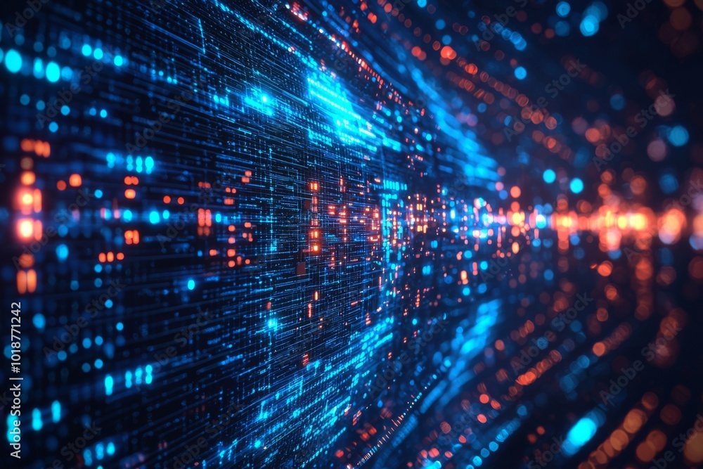 Wall mural digital technology background of data and network
