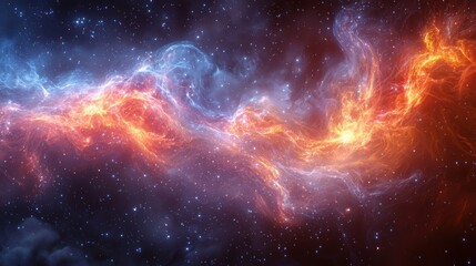 Fototapeta premium Stunning cosmic nebula glowing with vibrant colors in deep space, revealing the beauty of the universe
