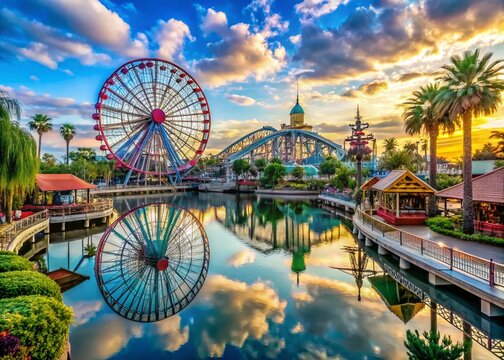 Enchanting views of theme park attractions and vibrant landscapes in Anaheim, California