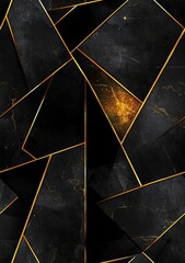 Seamless Modern and stylish abstract design poster with golden lines and black geometric pattern. , isolated on white background, , copy space for text,