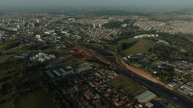 Aerial View of Cities in South America. City of Botucatu, Sao Paulo State, Brazil. 10-08-2024