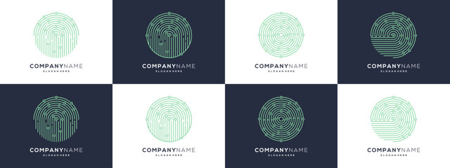 Circular Technology Circuit with lines dot Connection logo design collection. Trendy vector illustration based icon template.