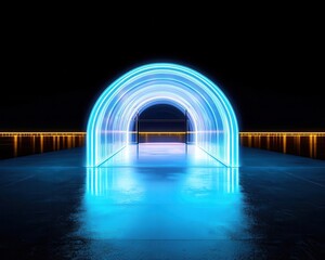 Blueprint of a bioluminescent pavilion for nighttime events, glowing naturally in the dark, organic lighting, eco-friendly architecture