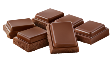 composição com barras de chocolate ao leite isolado em fundo transparente