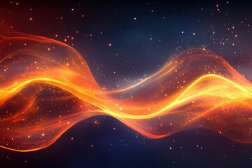 Fototapeta premium Abstract Golden Wave with Glittering Particles on a Dark Background