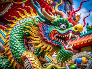 Fototapeta premium Exploring the Mythical Nature of the Chinese Dragon: Legends, Culture, and Symbolism Unveiled