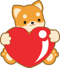 Cute puppy kawaii dog lovely animal vector icon. Fluffy Shiba Inu pet stickers. Happy doggy activities illustrations.