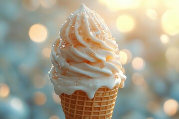 melting ice cream cone against a sunny backdrop invoking feelings of summer nostalgia and sweetness designed using generative ai technology