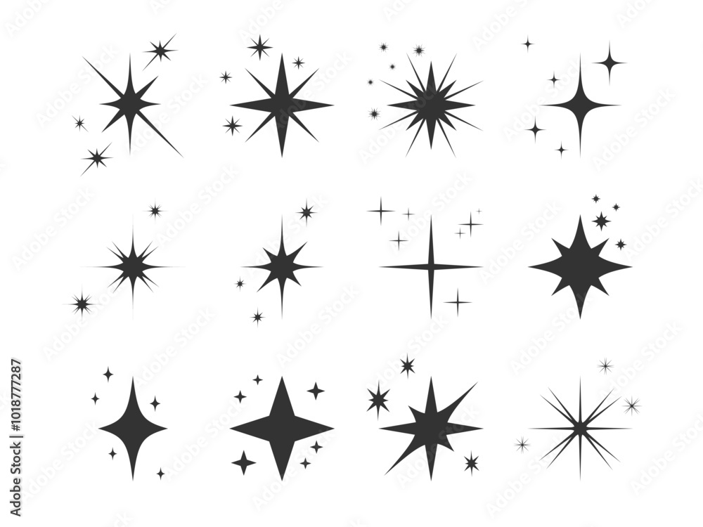 Canvas Prints shine sparkle icon collection. bright spark shining. blinking stars. twinkle star shape. magic light