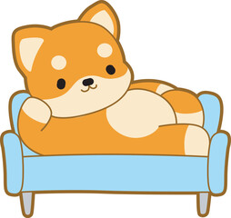 Cute puppy kawaii dog lovely animal vector icon. Fluffy Shiba Inu pet stickers. Happy doggy activities illustrations.