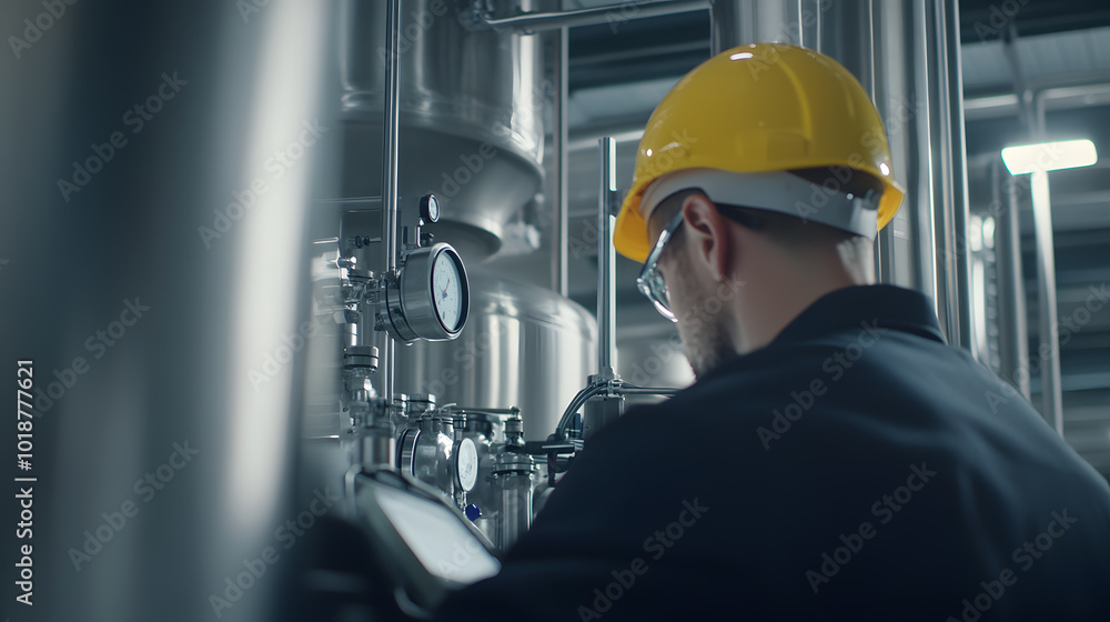 Poster energy plant operations: engineers managing and monitoring systems | ensuring efficiency in power ge