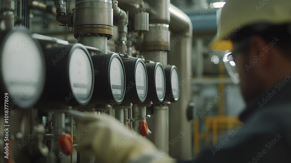 Poster energy plant operations: engineers managing and monitoring systems | ensuring efficiency in power ge