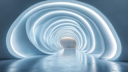 Obraz premium Abstract Tunnel of Interlocking Arcs with Glowing Edges