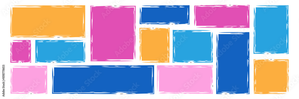 Poster brush paint texture rectangle quote frame collection. colorful textured art text box. empty speech b