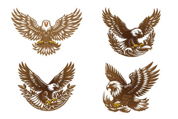 Eagle flying on white background vector illustration.