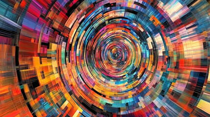Colorful concentric circles in abstract geometric design, background, AI Generation