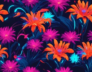 Colorful floral pattern with assorted flowers on a pale background suitable for fabric or wallpaper