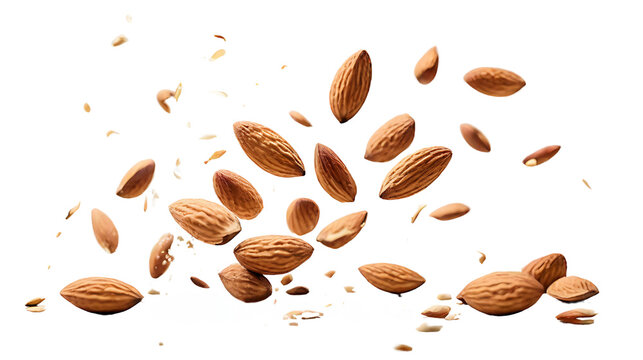 almonds nut isolated healthy food on white background - Powered by Adobe