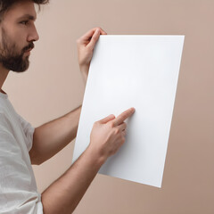 Hand holding  a sheet of paper in hand.. AI generated image, ai