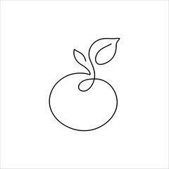 continuous single line drawing of a delicious ripe apple, line art vector illustration