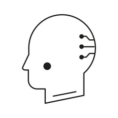 AI-Driven Cognitive Integration for Humans Vector Icon Design, cybernetic technology, AI head, future tech