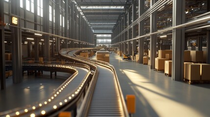 Fototapeta premium Conveyor Belt in a Warehouse