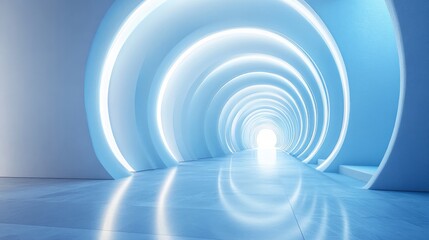 Obraz premium Futuristic Blue Tunnel with Bright Light at the End