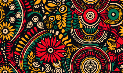 Fototapeta premium african tribal seamless geometric pattern with colorful shapes and intricate mandala designs