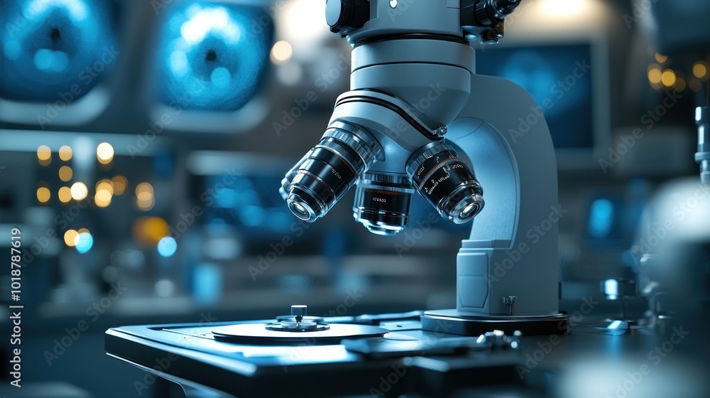 Poster microscope in a laboratory setting