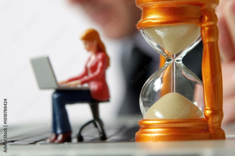 Poster A person focusing on work while keeping an eye on the clock