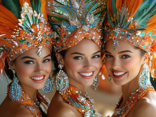 Obraz premium Creative Carnival party parade participant costumes images featuring elaborate and vibrant designs for parade goers