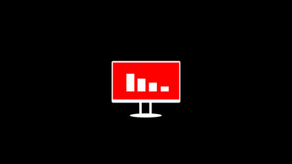 Business down graph with monitor icon background. Containing financial profit graph, database, statistics, chart, presentation, performance.