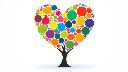 Vector logo of a tree made from speech bubbles, hearts