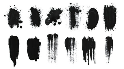 Creative Display of Abstract Black Paint Strokes and Splashes Generative AI