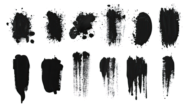 Creative Display of Abstract Black Paint Strokes and Splashes Generative AI