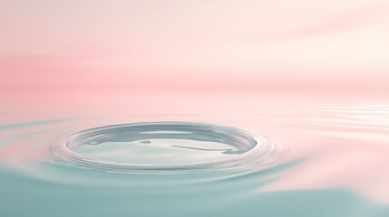Abstract water drop ripple with a pink and blue gradient background.