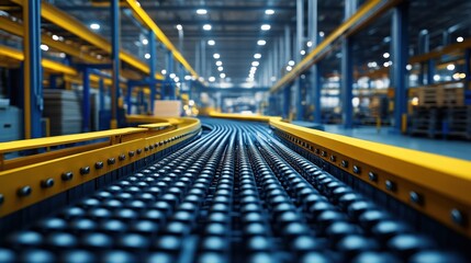 Fototapeta premium Conveyor Belt in a Warehouse